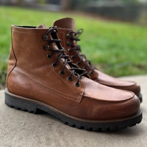 Norberto Costa leather ranger lug lace boots Sz 44/ USA men’s Sz 11 - Picture 1 of 9